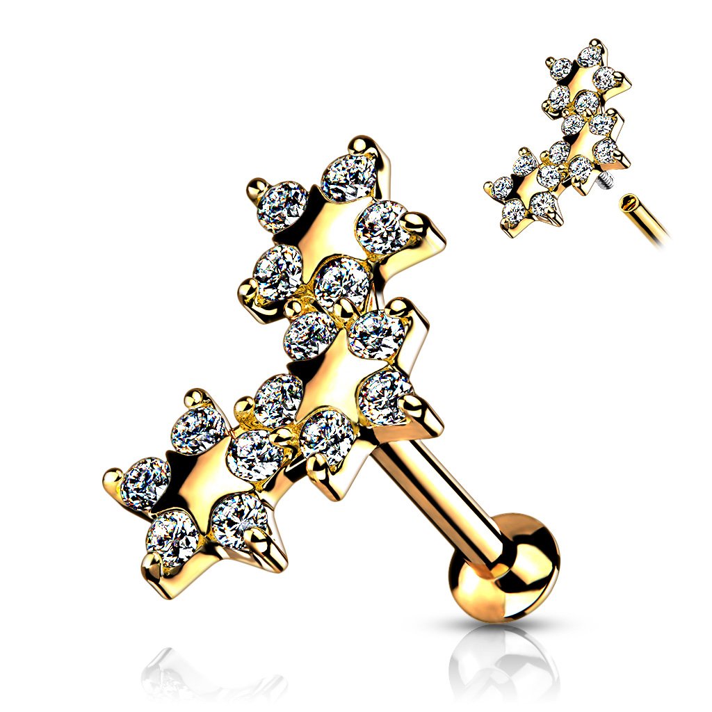 16 Gauge Internally Threaded Flat Back Crystal Star Stud