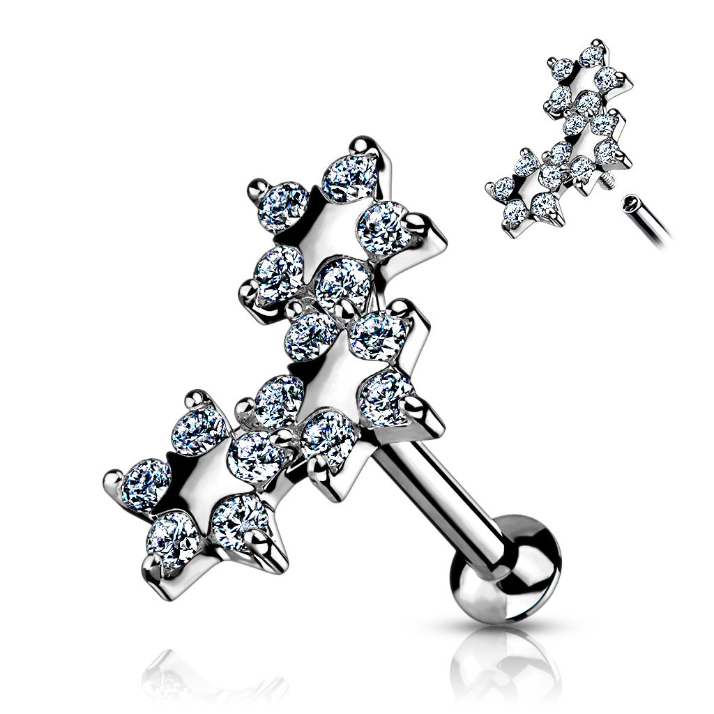 16 Gauge Internally Threaded Flat Back Crystal Star Stud