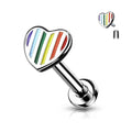 16 Gauge Internally Threaded Flat Back Rainbow Heart Stud
