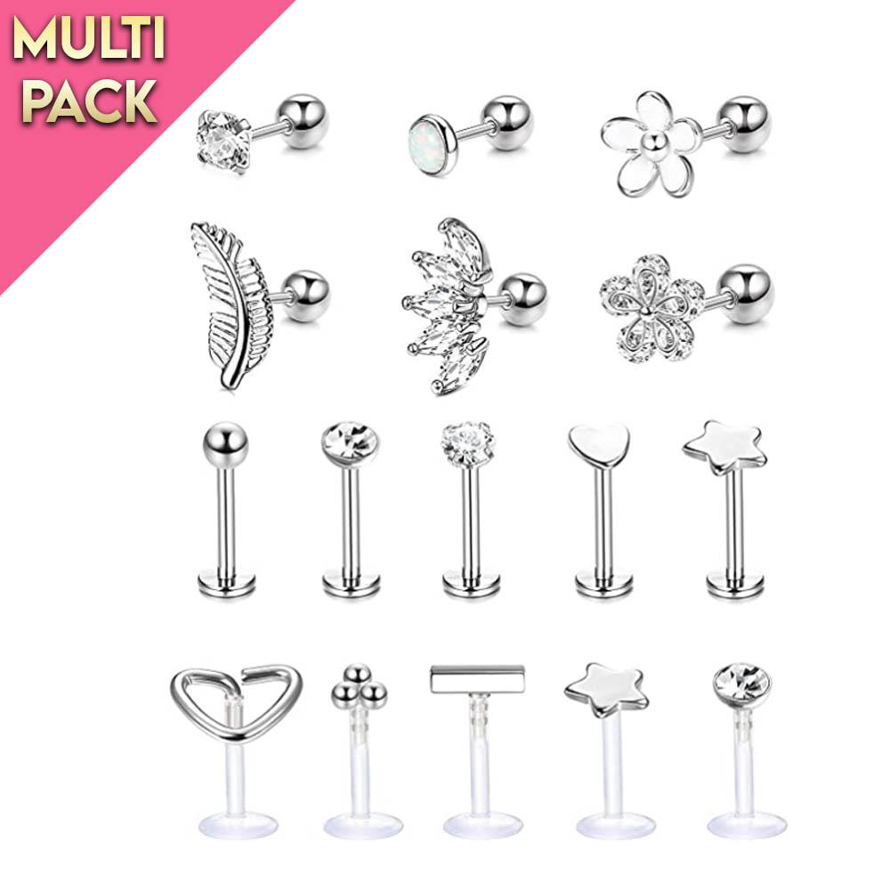 Limited Edition 16 Pack Silver Crystal Studs