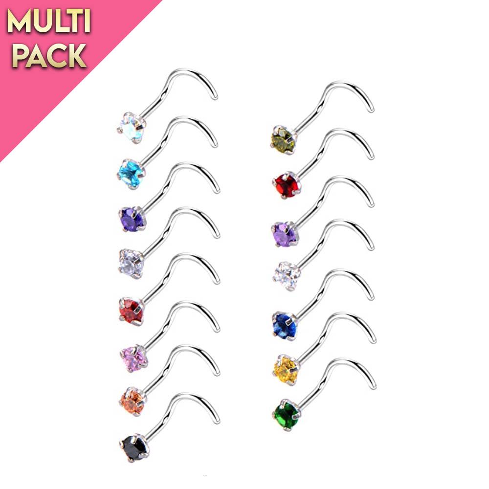 Limited Edition 20 Pack Curved Crystal Nose Studs