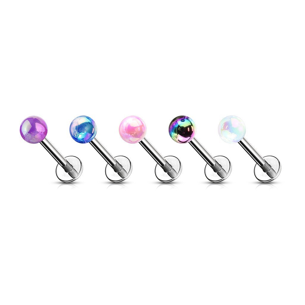 16 Gauge Metallic Flat Back Labret / Ear Cartilage Stud