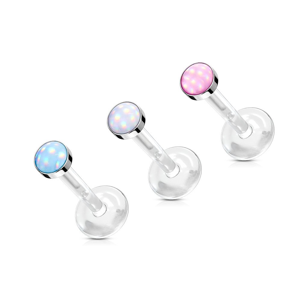 Opal Top Bioflex Stud for Labret, Cartilage, Monroe & More