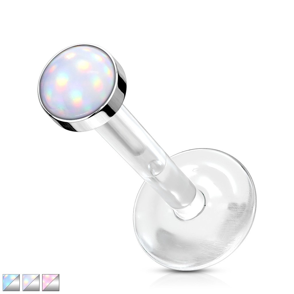 Opal Top Bioflex Stud for Labret, Cartilage, Monroe & More
