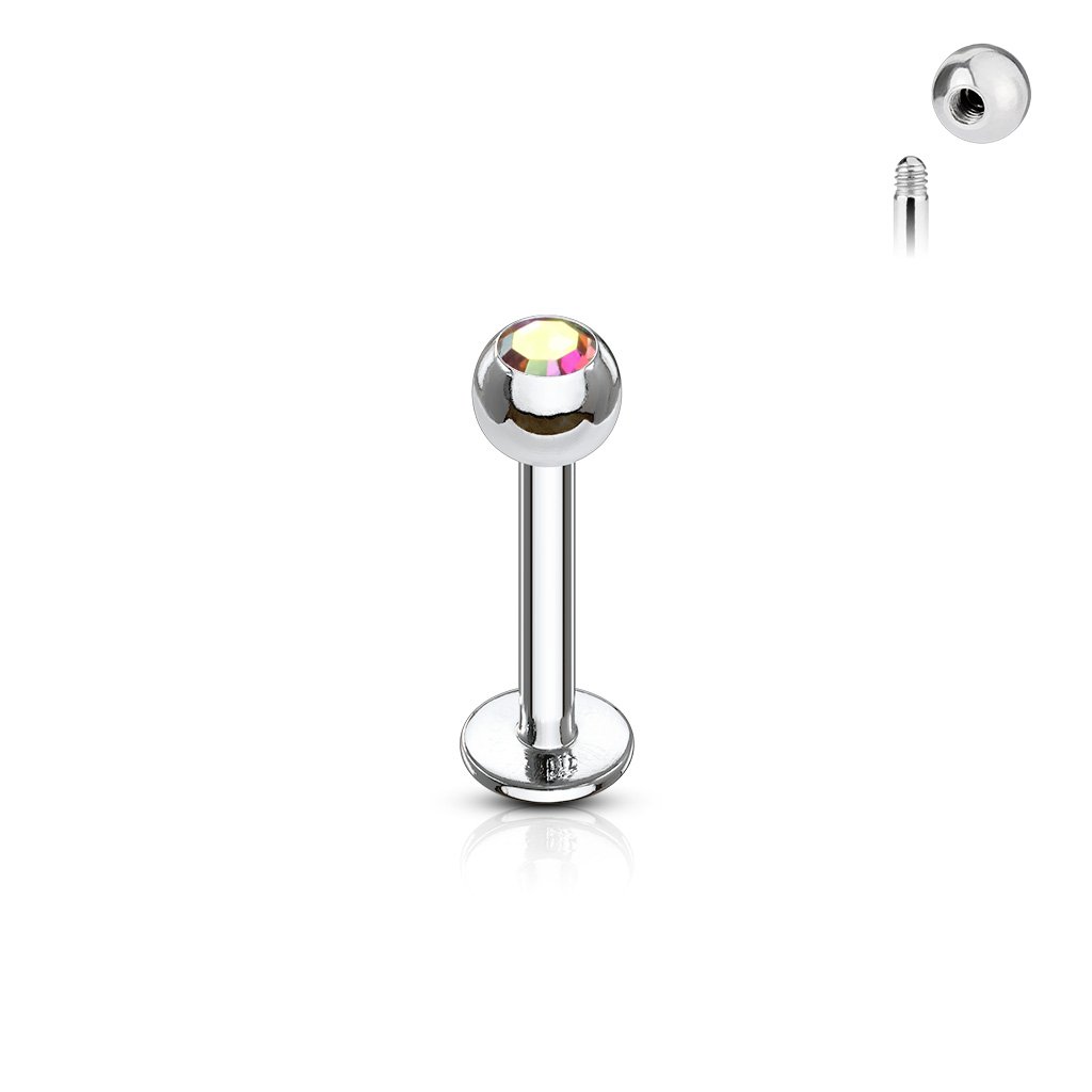 16 Gauge Stainless Steel Gemstone Flat Back Stud
