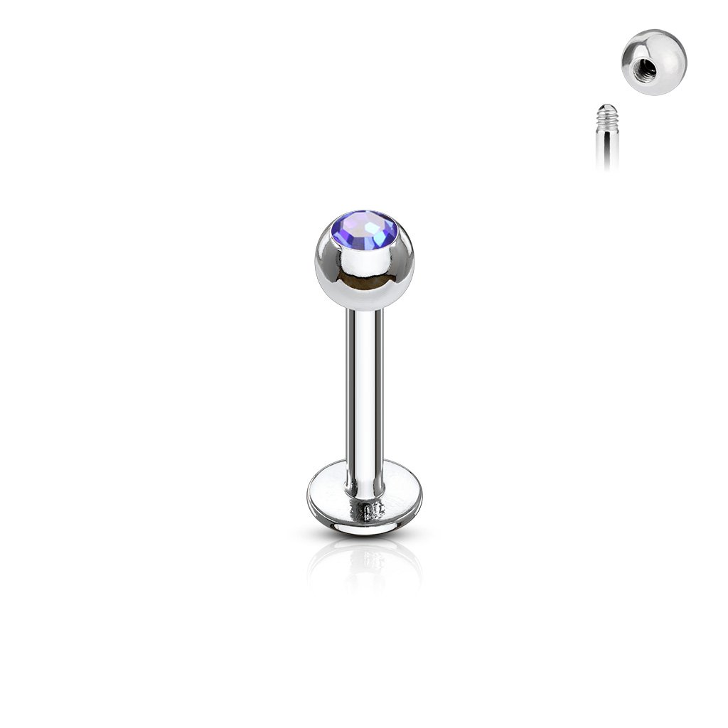 16 Gauge Stainless Steel Gemstone Flat Back Stud