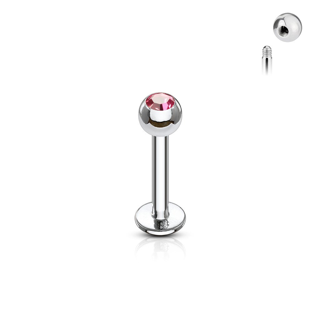 16 Gauge Stainless Steel Gemstone Flat Back Stud
