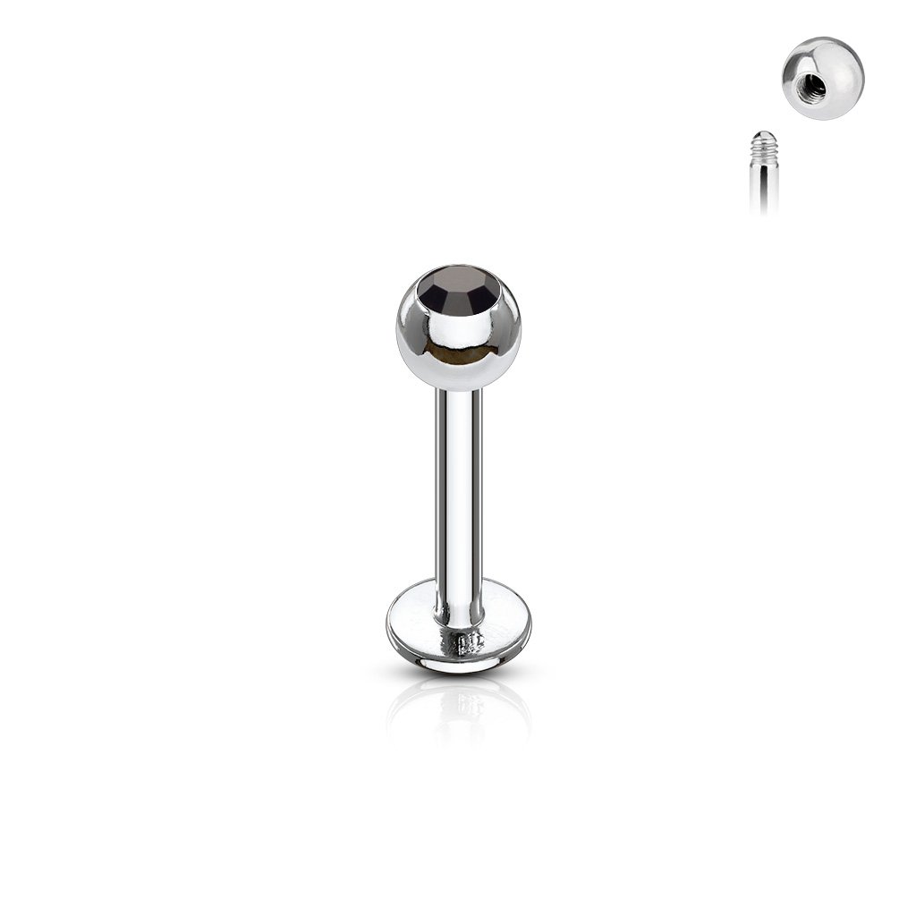 16 Gauge Stainless Steel Gemstone Flat Back Stud