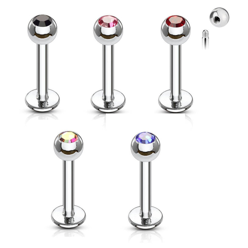 16 Gauge Stainless Steel Gemstone Flat Back Stud