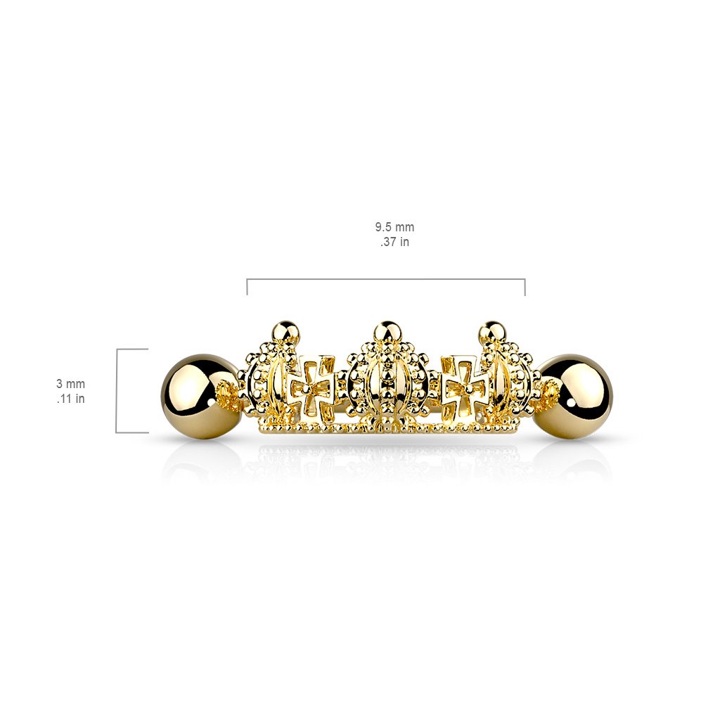 16 Gauge Princess Crown Helix Cuff Barbell