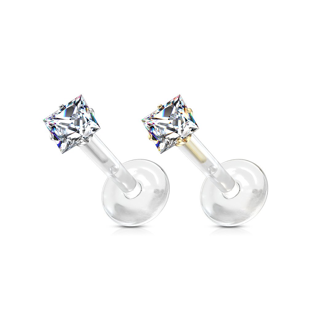 Prong Set Crystal Bioflex Stud for Labret, Cartilage, Monroe & More
