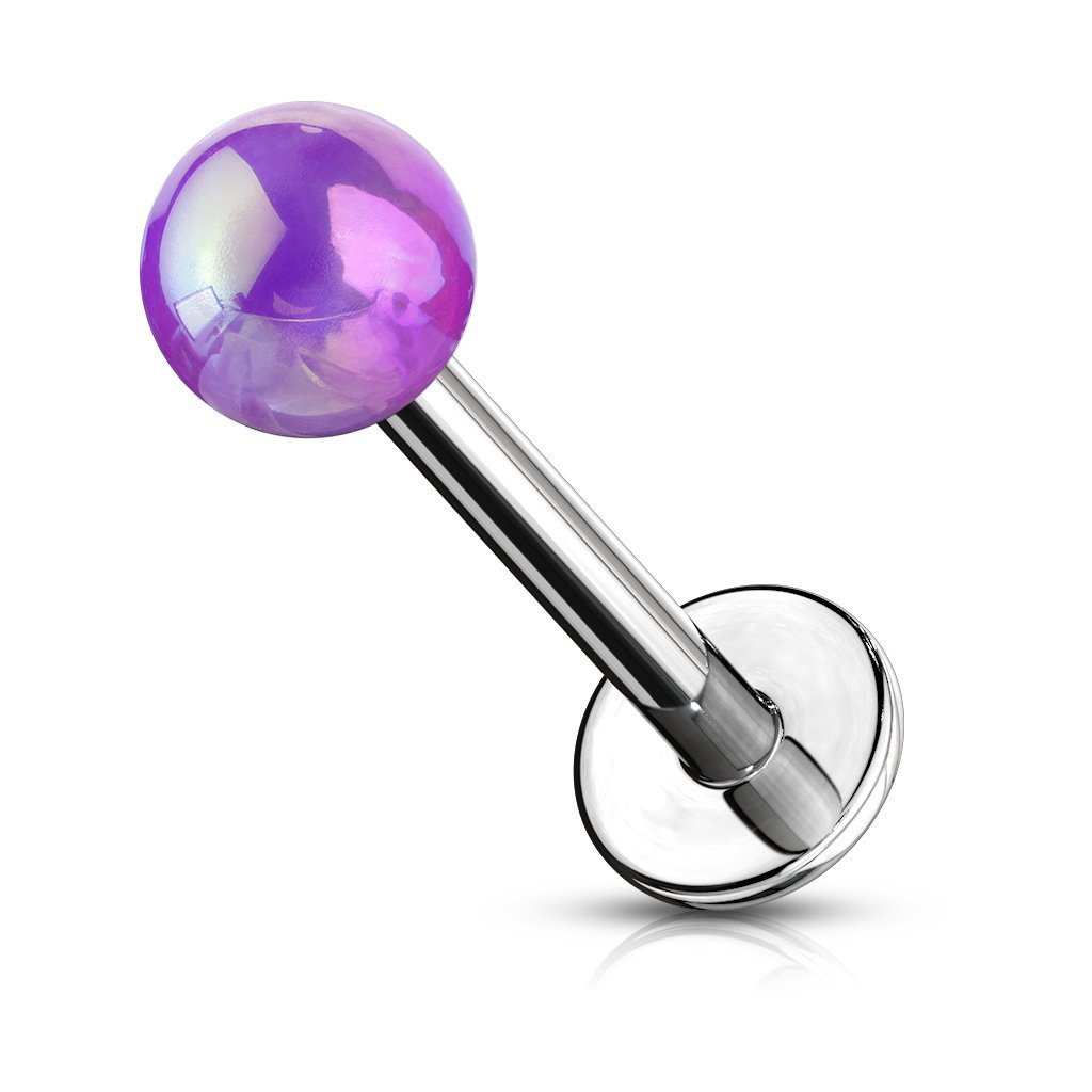 16 Gauge Metallic Flat Back Labret / Ear Cartilage Stud
