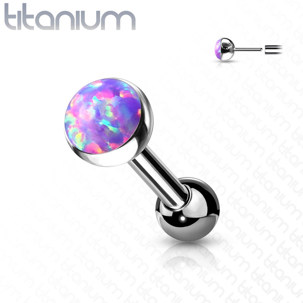 16 Gauge Titanium Push Fit Opal Stud