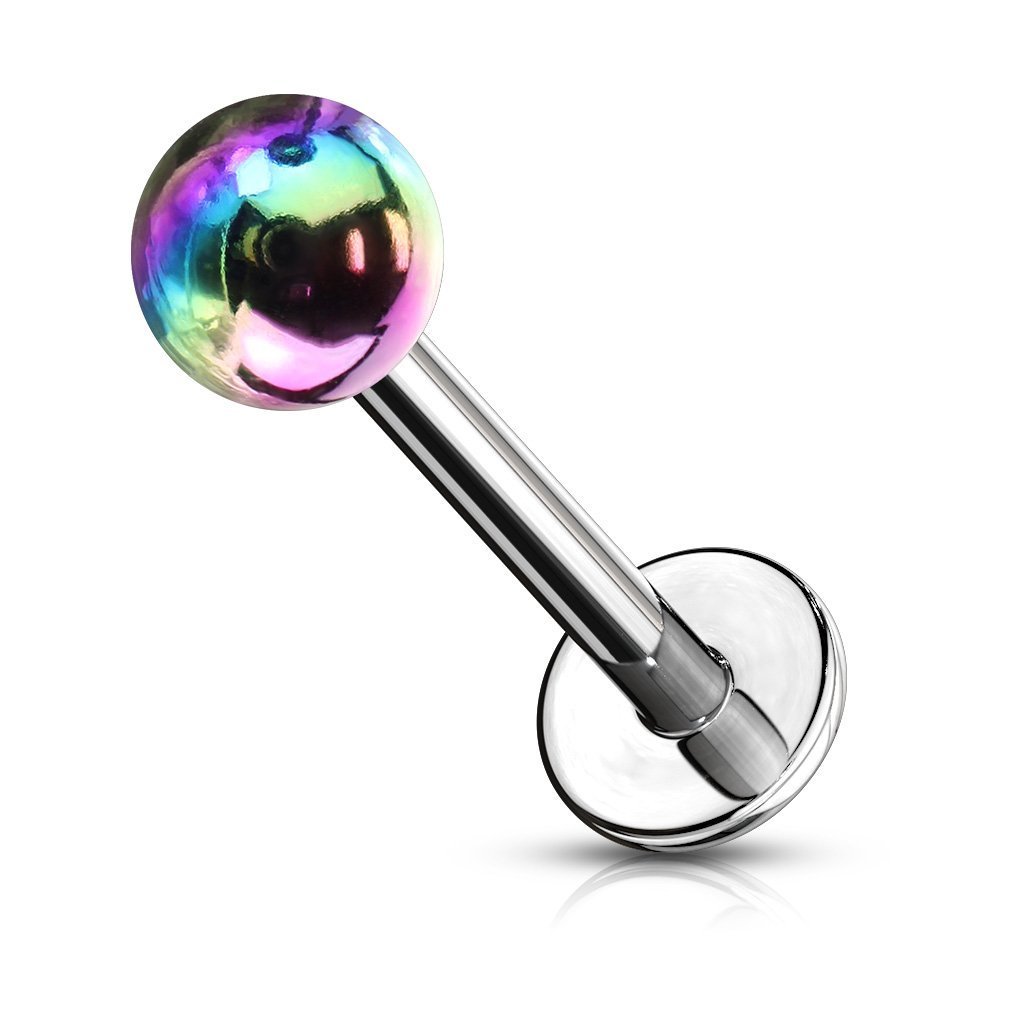16 Gauge Metallic Flat Back Labret / Ear Cartilage Stud