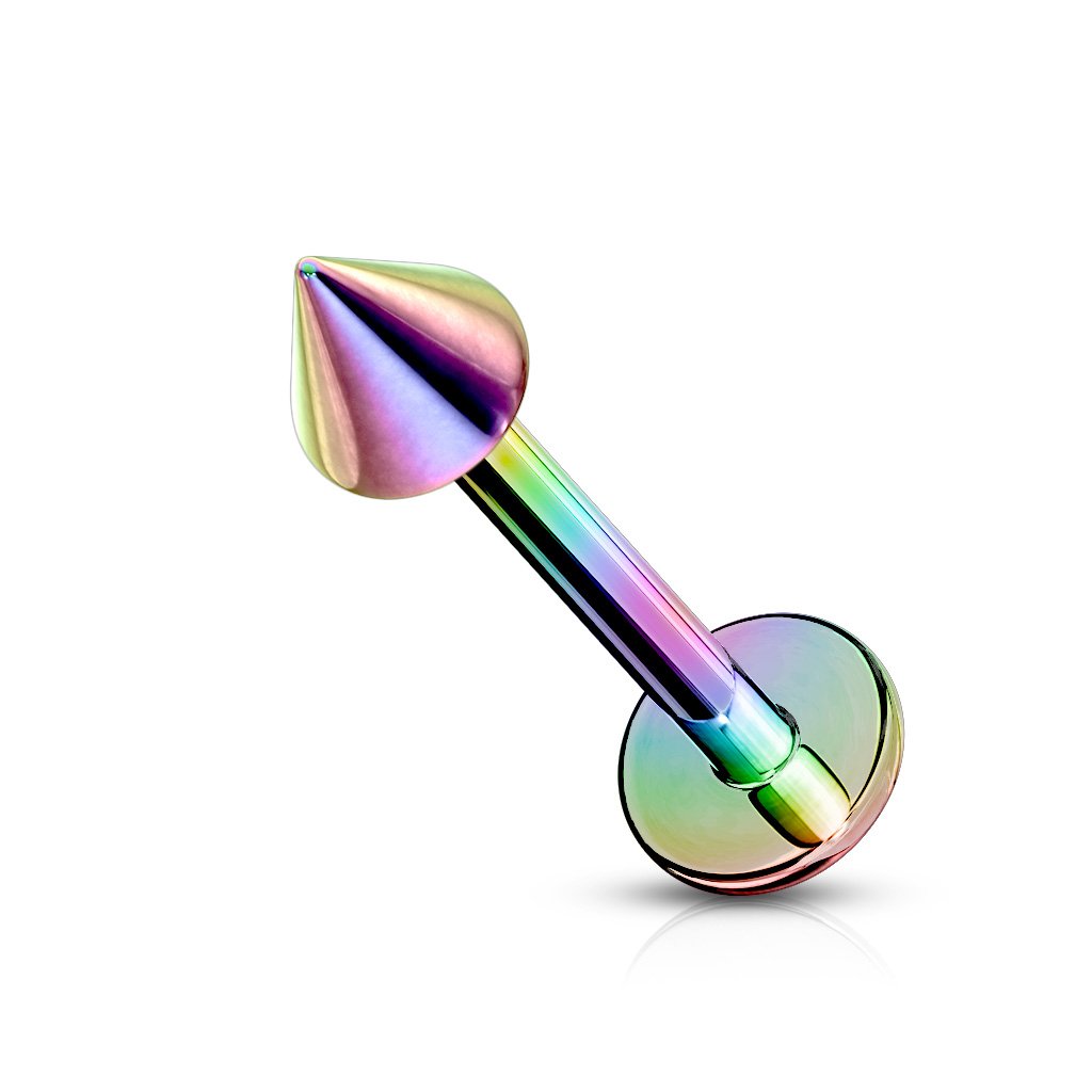 16 Gauge Internally Threaded Flat Back Titanium PVD Spike Stud