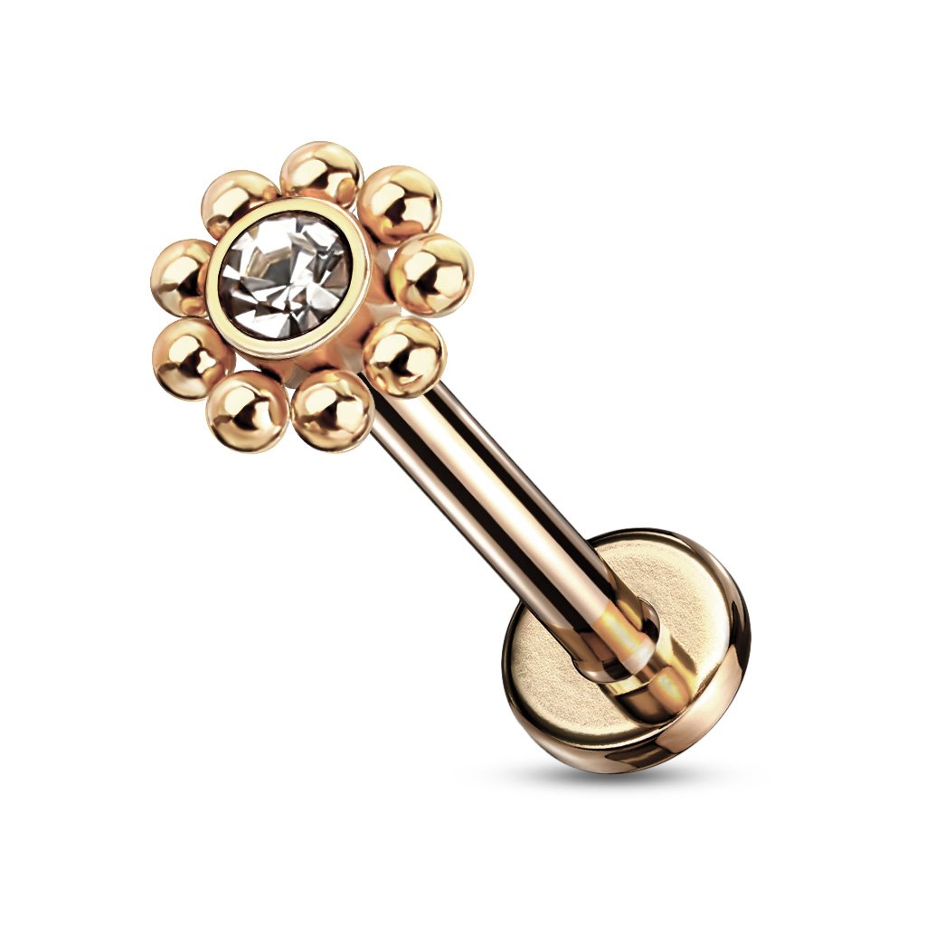 16 Gauge Flat Back Crystal Flower Stud