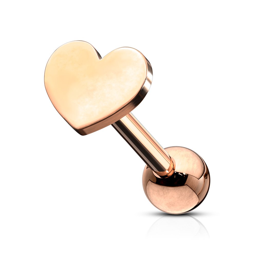 16 Gauge Heart Top Cartilage Tragus Barbell Studs