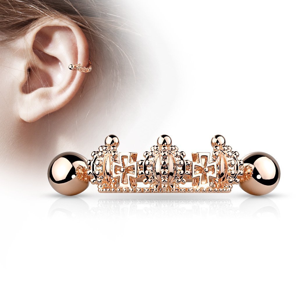 16 Gauge Princess Crown Helix Cuff Barbell