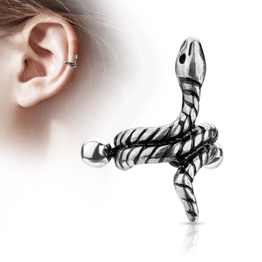 16 Gauge Coiled Snake Helix Cuff Gold / Silver