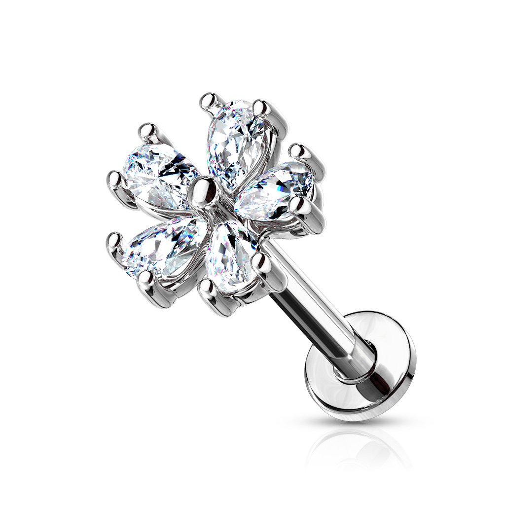 16 Gauge Flat Back Internally Threaded 5 Petal Flower Stud