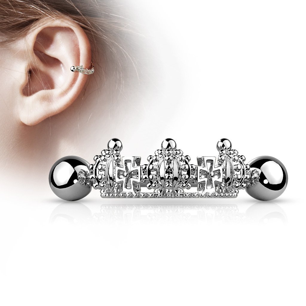 16 Gauge Princess Crown Helix Cuff Barbell