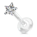 Prong Set Crystal Star Bioflex Stud for Labret, Cartilage, Monroe & More