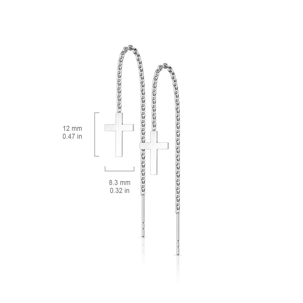 Thread Through Gold Cross Earrings