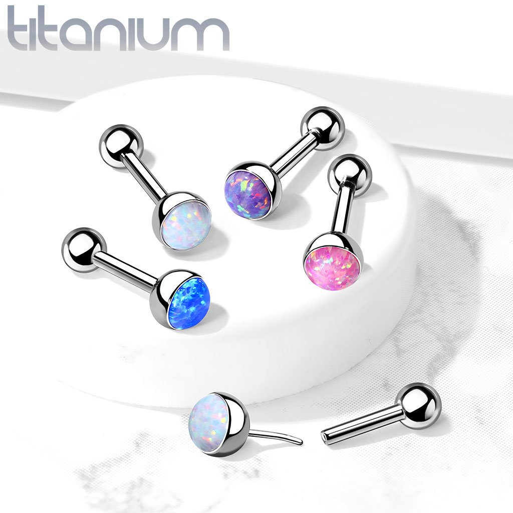 16 Gauge Titanium Push Fit Opal Stud