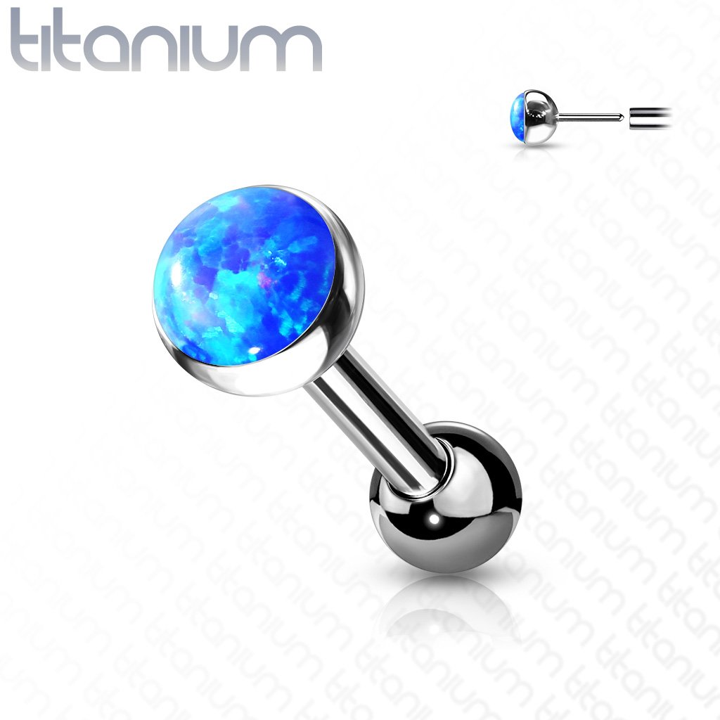 16 Gauge Titanium Push Fit Opal Stud
