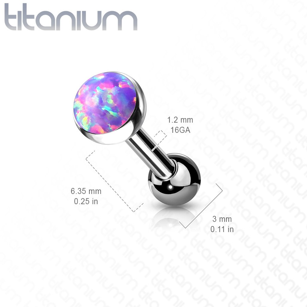 16 Gauge Titanium Push Fit Opal Stud