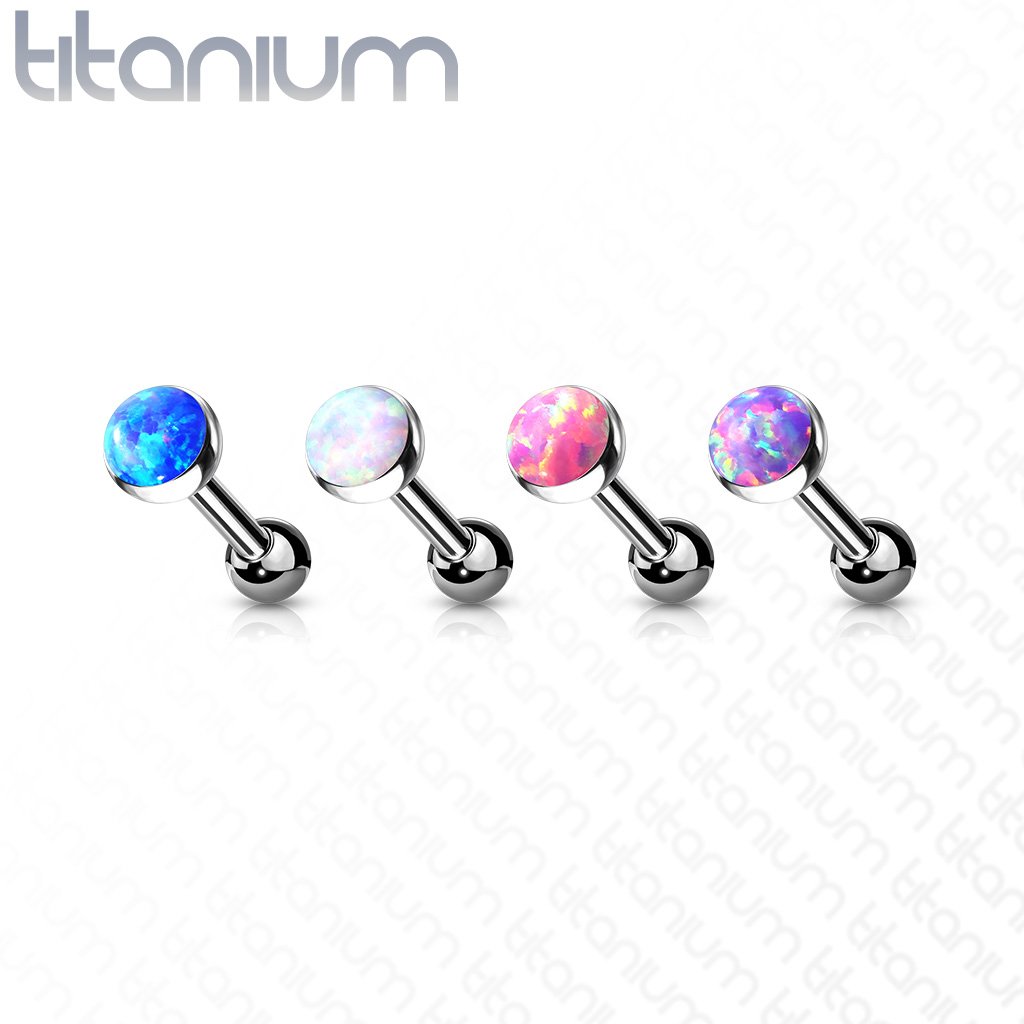 16 Gauge Titanium Push Fit Opal Stud