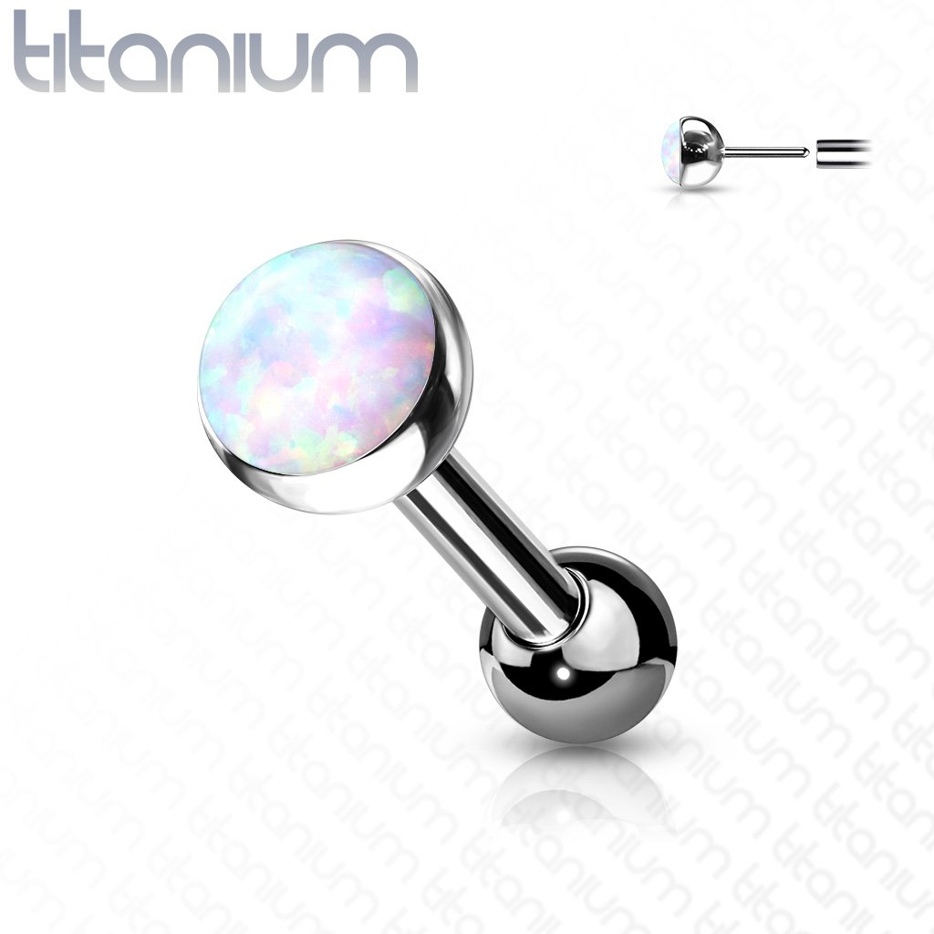 16 Gauge Titanium Push Fit Opal Stud